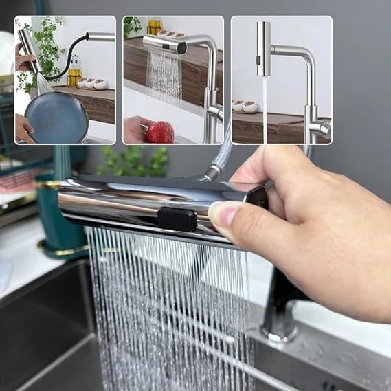 Rubinetto 3-in-1 PRO - Scegli il Tuo Flusso: Cascata, Getto Forte o Morbido!